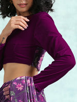 Thumbnail for trueBrowns Wine Velvet With Print Detail Blouse - Distacart