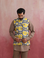 Thumbnail for trueBrowns Men's Grey Ikat Print Cotton Reversible Nehru Jacket