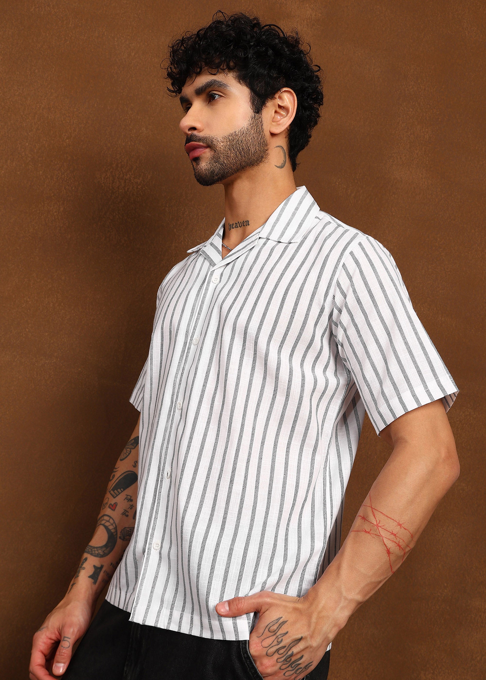 Fabmade Linear Drift Linen Shirt - Distacart