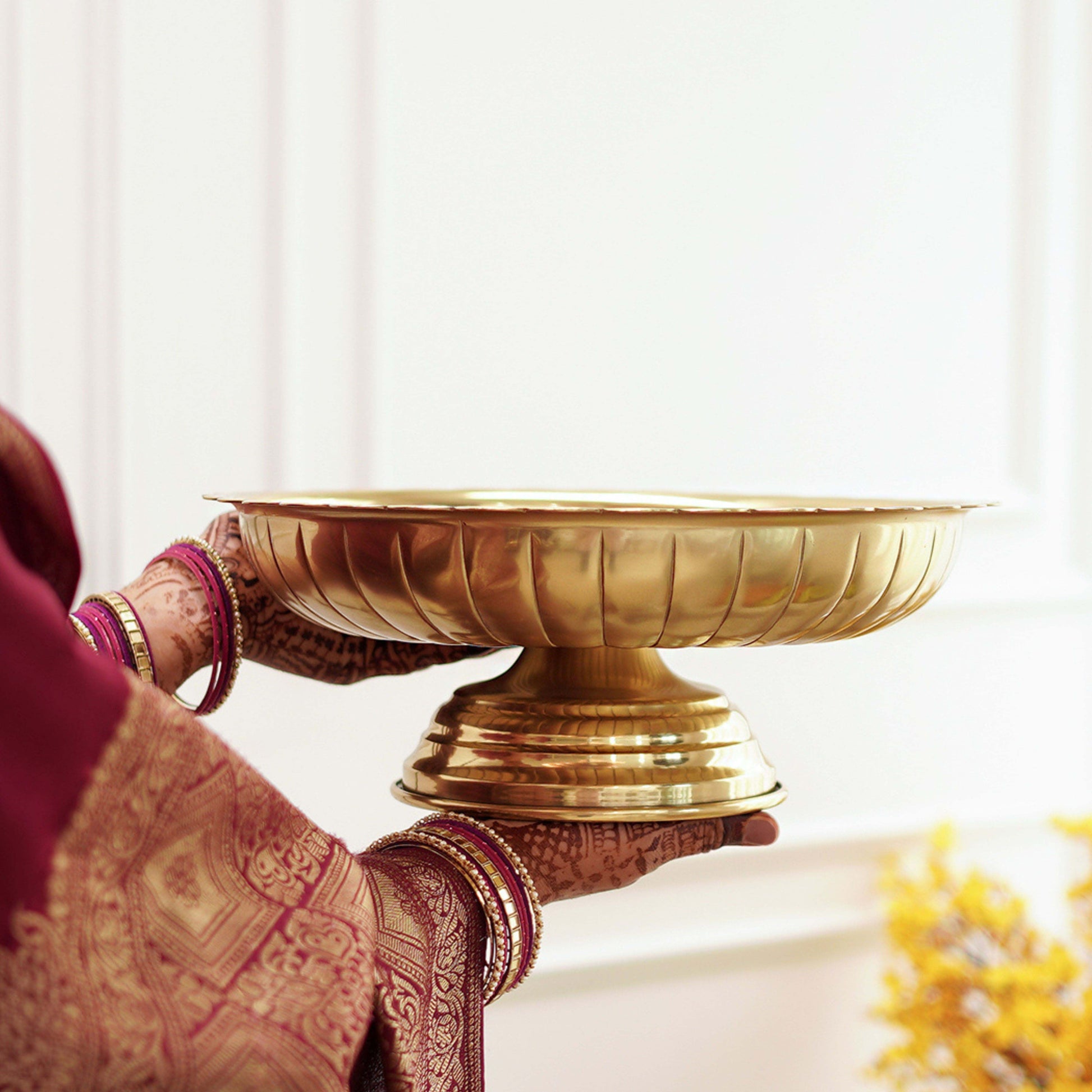 metal kamal urli tray for decoration gold