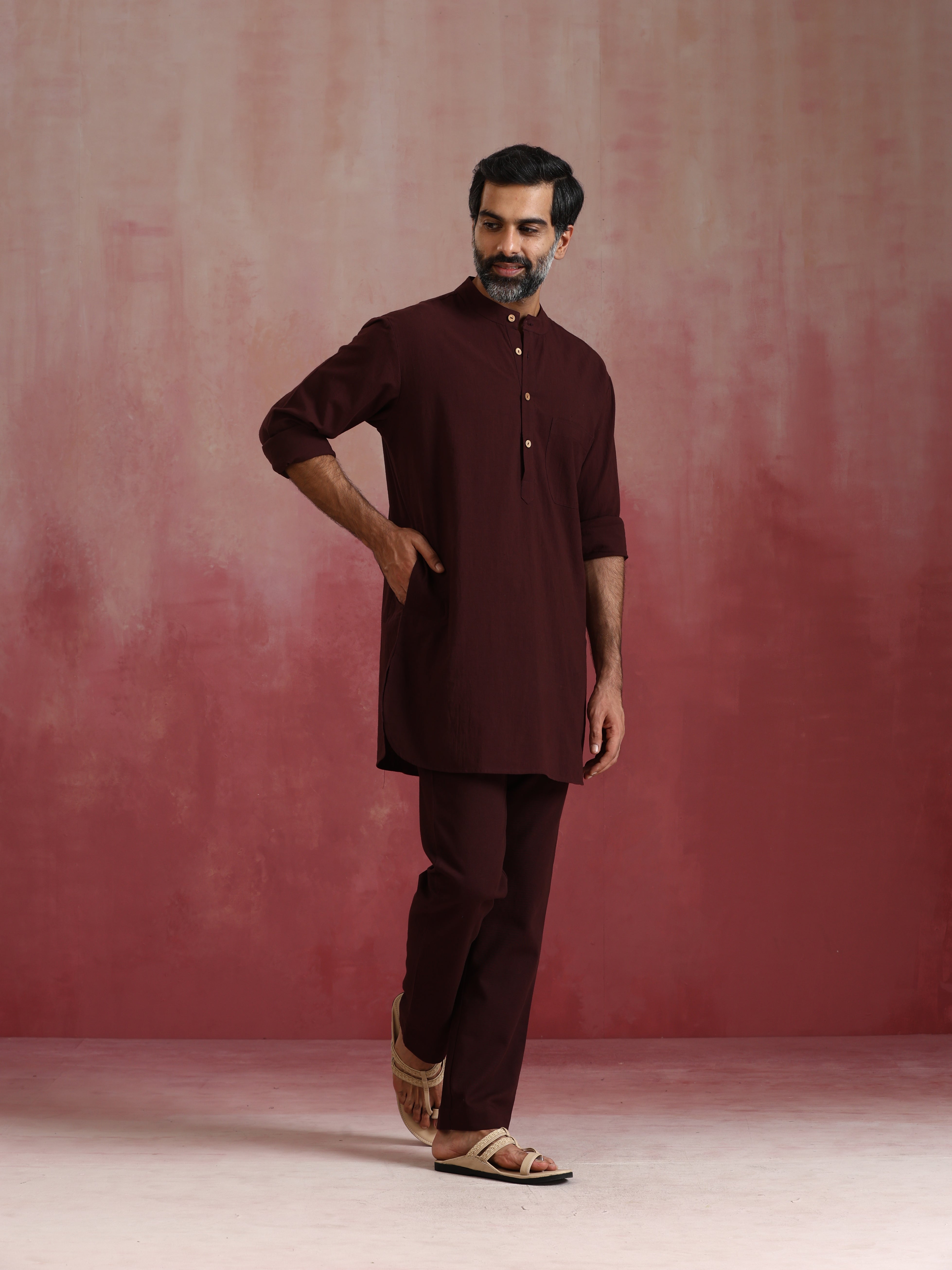 trueBrowns Men's Cola Cotton Mandarin Collar Kurta Co-ord set - Distacart