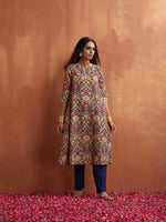 Thumbnail for trueBrowns Blue Print A-line Kurta Set