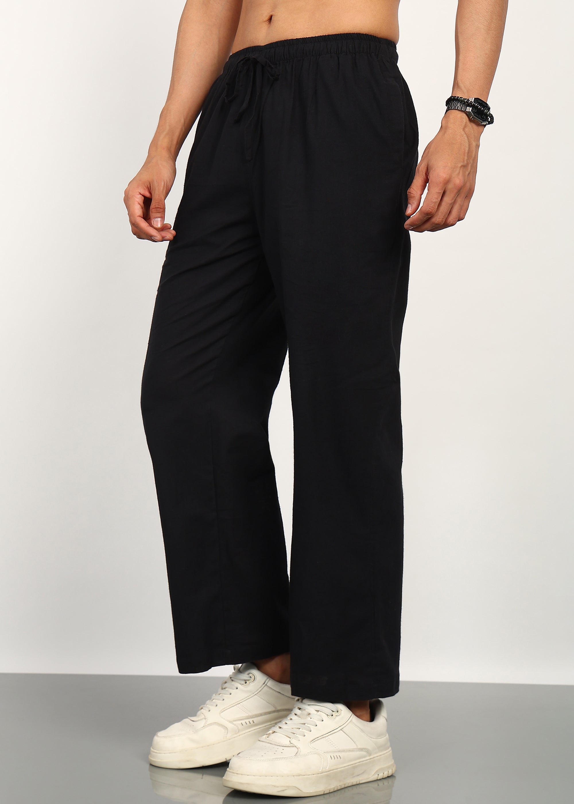 Fabmade Noir Linen Trousers - Distacart