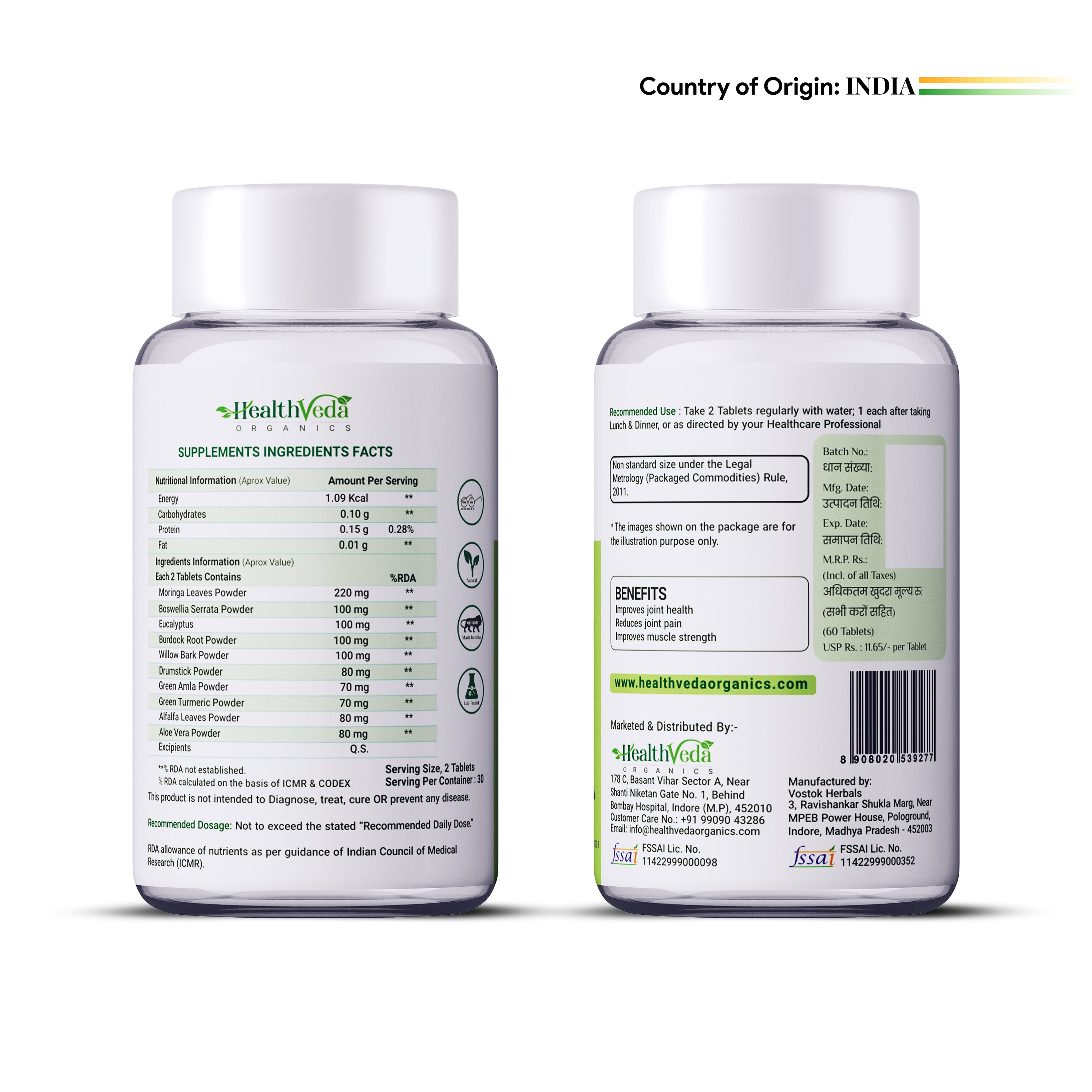 Health Veda Organics Plant Based Joint Support Tablets - Distacart