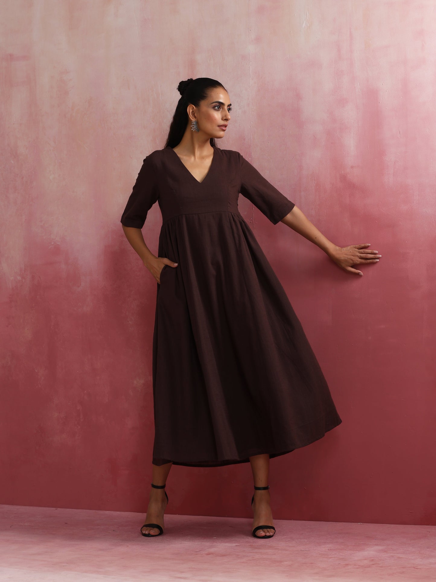 trueBrowns Cola Cotton Dobby Dress - Distacart