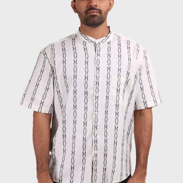 Xkind White Stripes Regular Fit Shirt