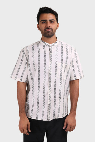 Xkind White Stripes Regular Fit Shirt
