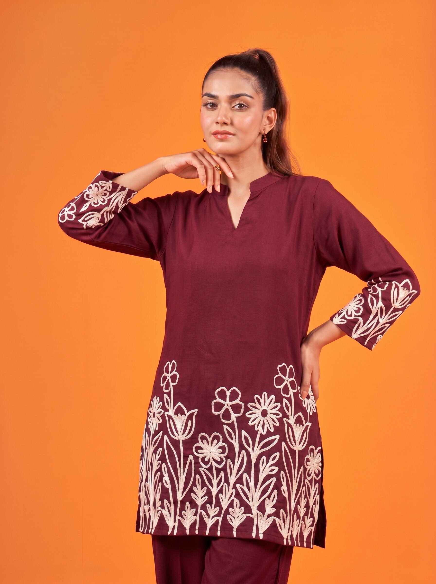 Anaita Maroon Stylish Readymade Co-Ords Set - Dista