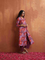 Thumbnail for trueBrowns Purple Print Shirt Kurta Set - Distacart
