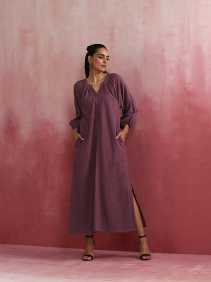 trueBrowns Light Purple Cotton Dobby Dress - Distacart