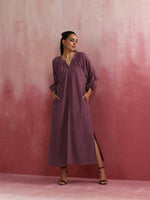 Thumbnail for trueBrowns Light Purple Cotton Dobby Dress - Distacart