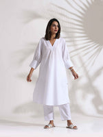 Thumbnail for trueBrowns White Slub Kurta Set