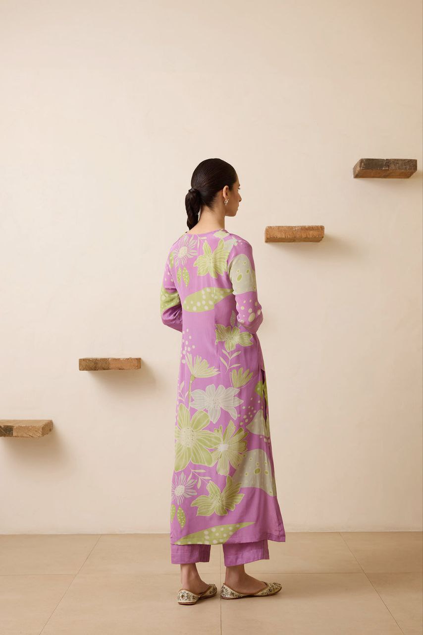 NOZ2TOZ Women's Floral Printed Knee Length V Neck Kurta Set - Distacart