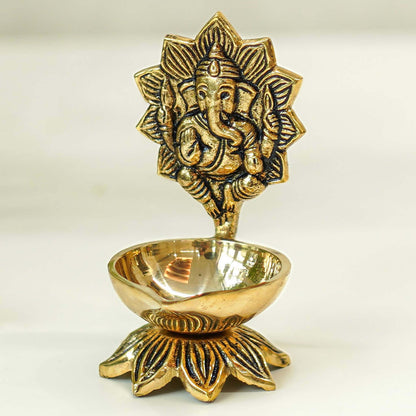 brass ganesh diya