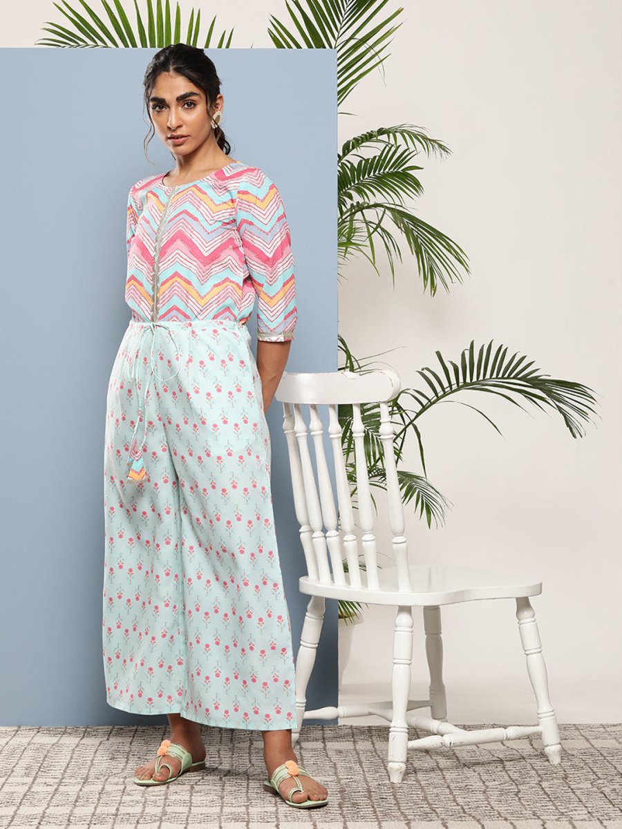 Ahalyaa Printed Waist Tie-Ups Basic Jumpsuit - Distacart