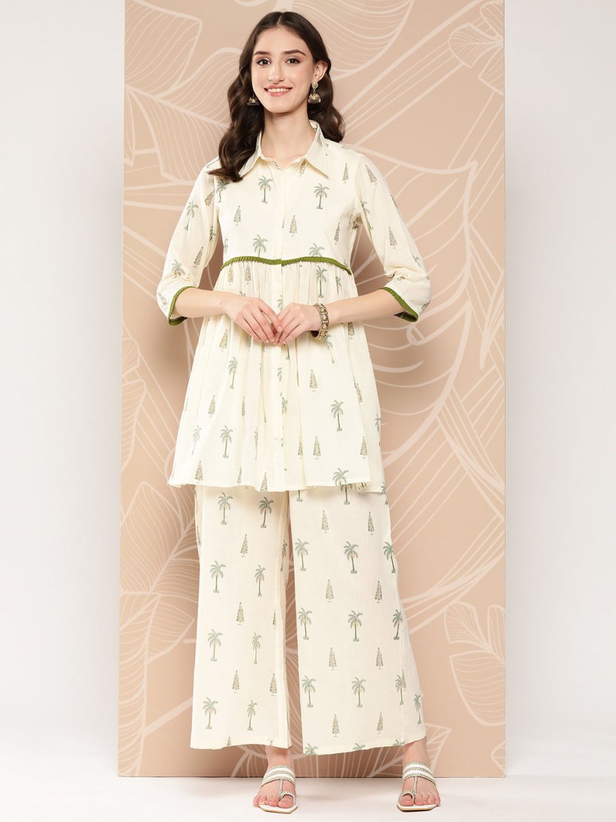 Ahalyaa Printed Cotton Tunic with Palazzos - Distacart