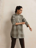 Thumbnail for trueBrowns Green Check High Neck Winter Top
