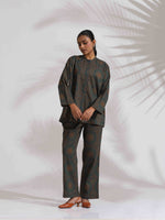 Thumbnail for trueBrowns Green Cotton Print Shirt Top & Pants Co-ord Set