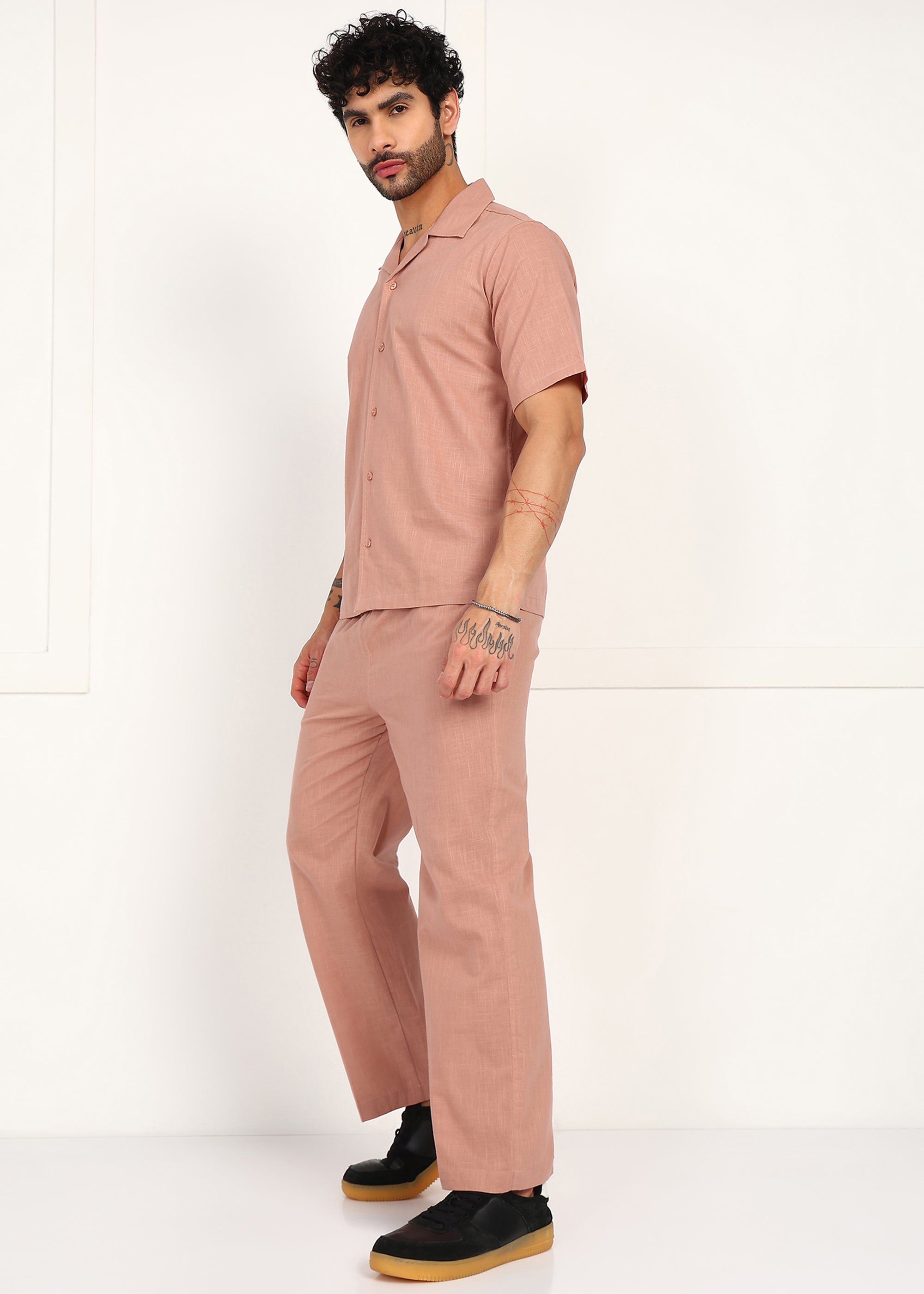 Fabmade Men’S Peach Linen Co-Ord Set - Distacart