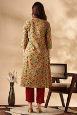 Thumbnail for BulBul Anupriya Cotton Mustard Kurta Set with Dupatta