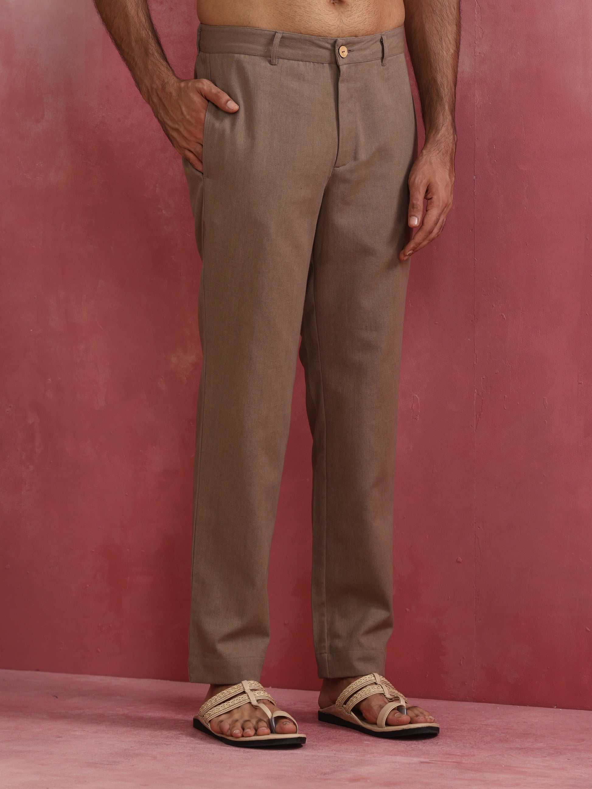 trueBrowns Men's Grey Cotton Twill Pants - Distacart