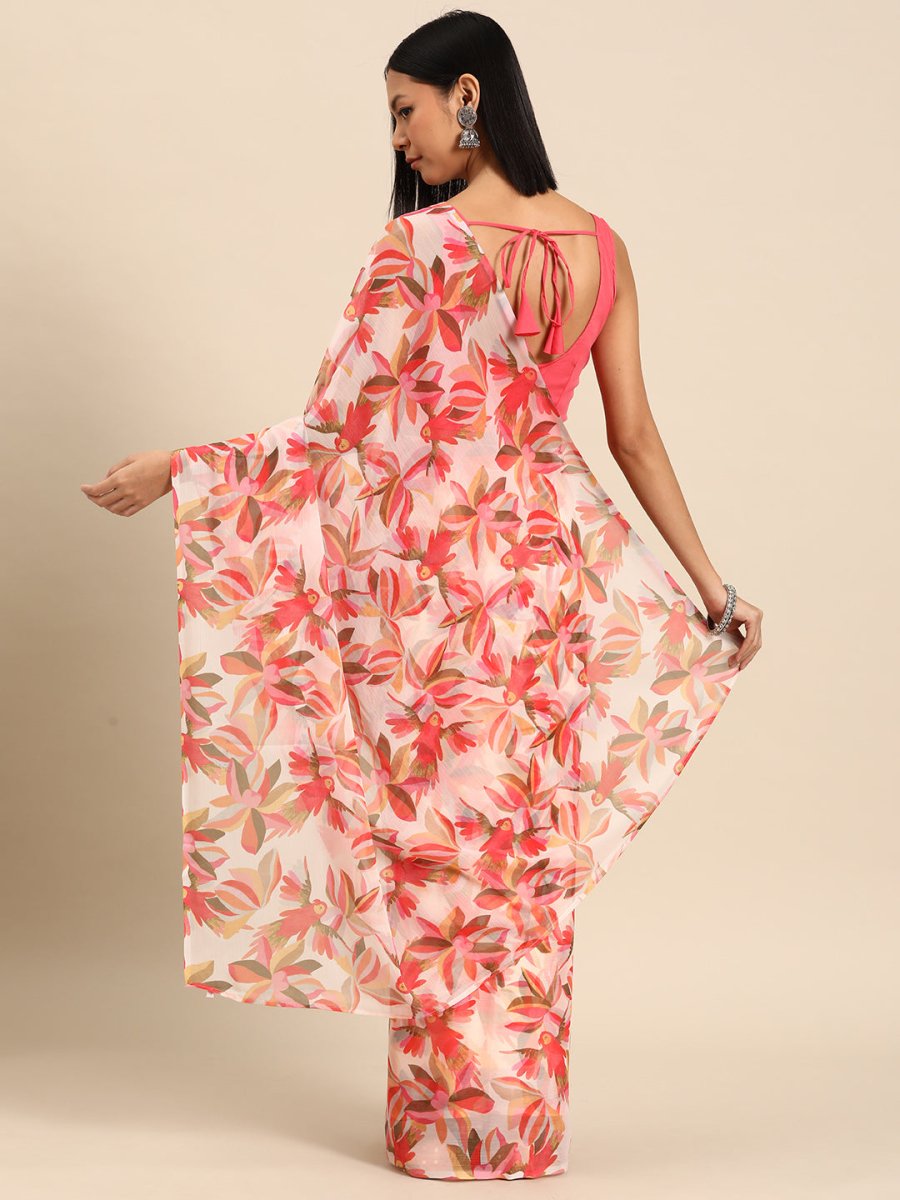 Ahalyaa Floral Poly Chiffon Saree - Distacart