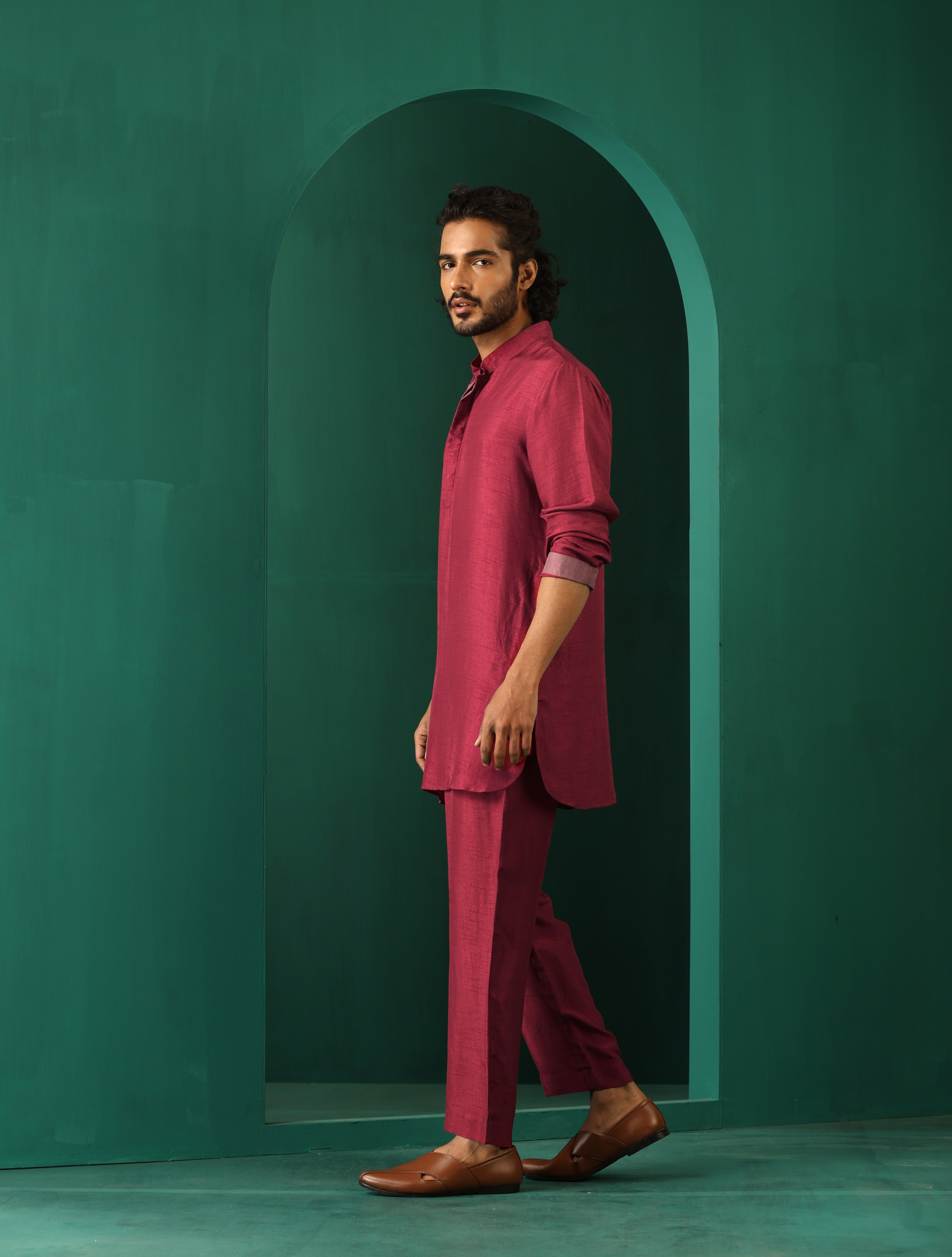 trueBrowns Men's Purple Silk Co-ord Set - Distacart
