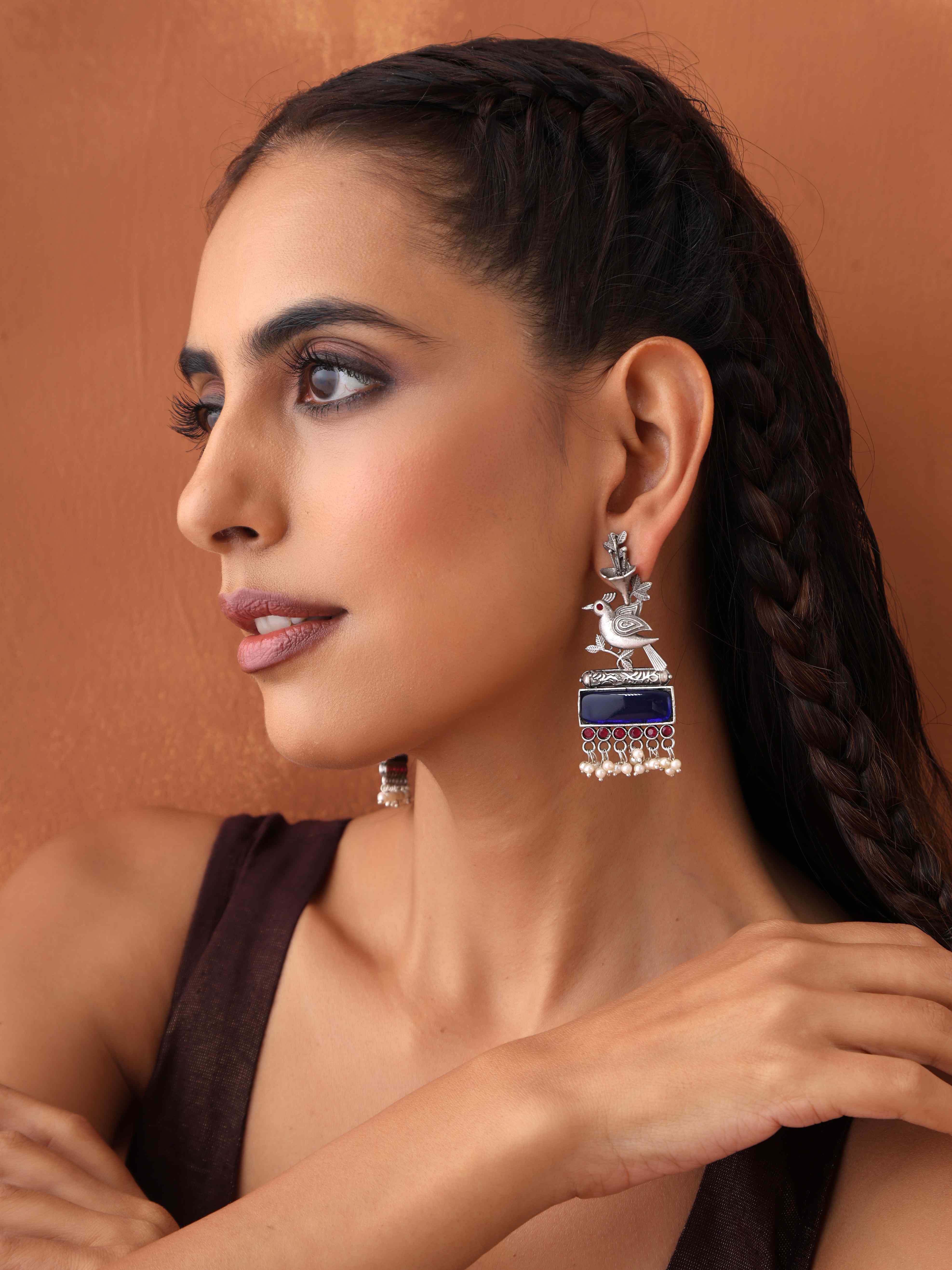 trueBrowns Silver Tone Bird Earrings - Distacart