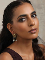 Thumbnail for trueBrowns Gold Elephant Embossed Dangle Earrings - Distacart