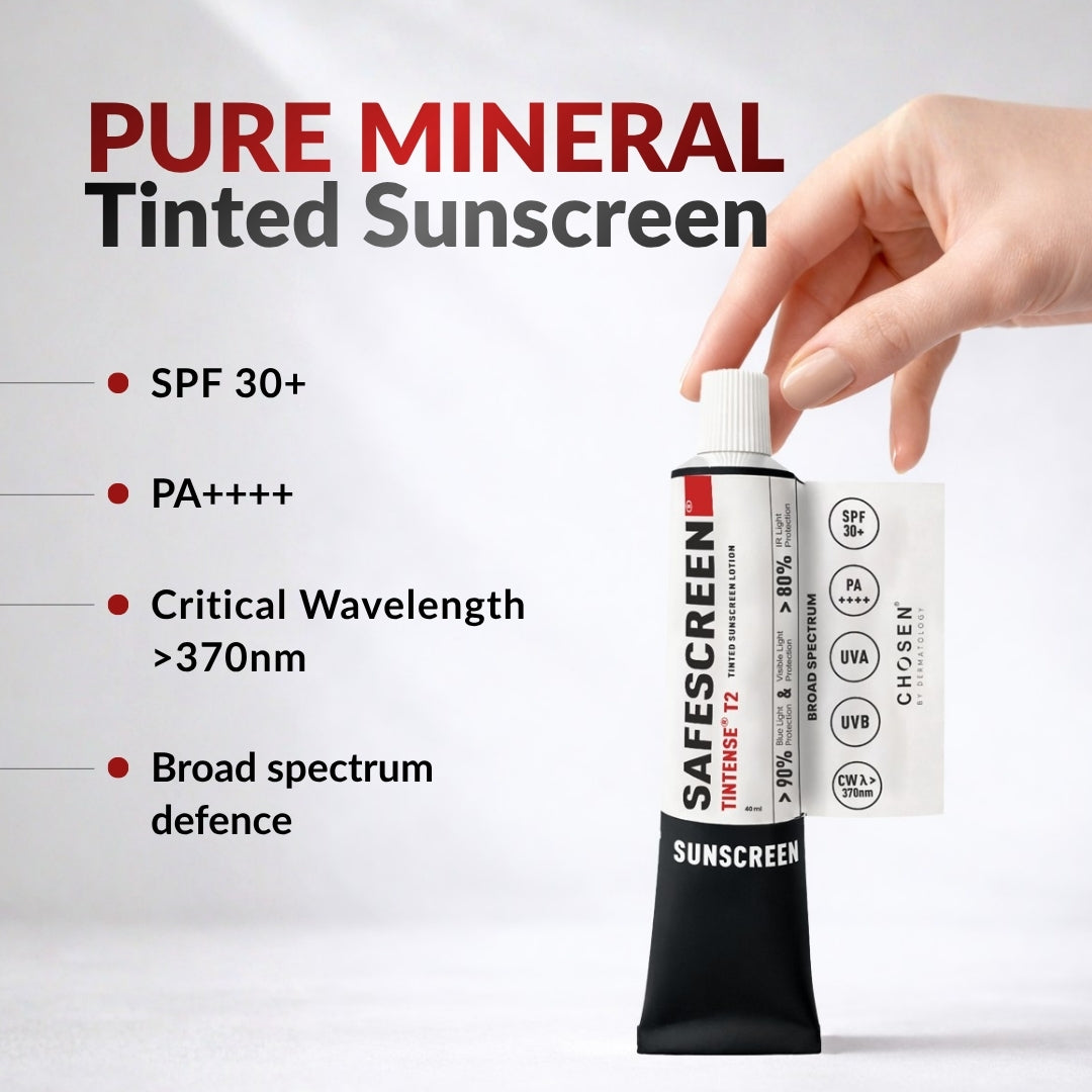 Chosen Tintense Buff Shade Tinted Mineral Sunscreen SPF 50+ Pa++++ 8-Hour Water Resistance, No White Cast - Dista