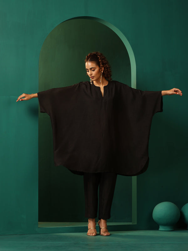 trueBrowns Black Silk Kaftan Pant Set - Distacart