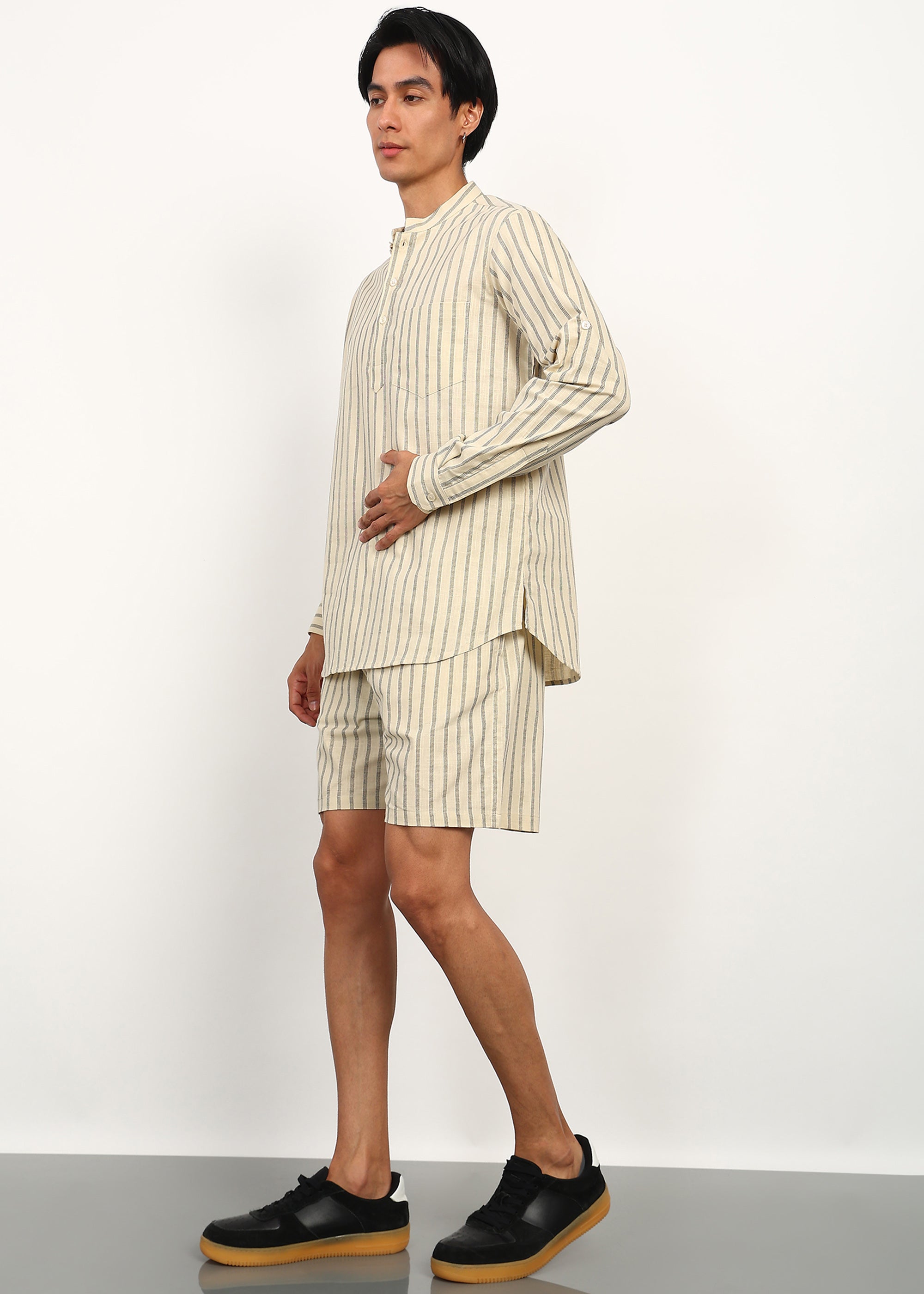 Fabmade Sandline Stripe Linen Co-Ord Set - Distacart