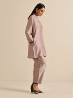 Thumbnail for trueBrowns Grey Silk Texture Relaxed Co-Ord Set - Distacart