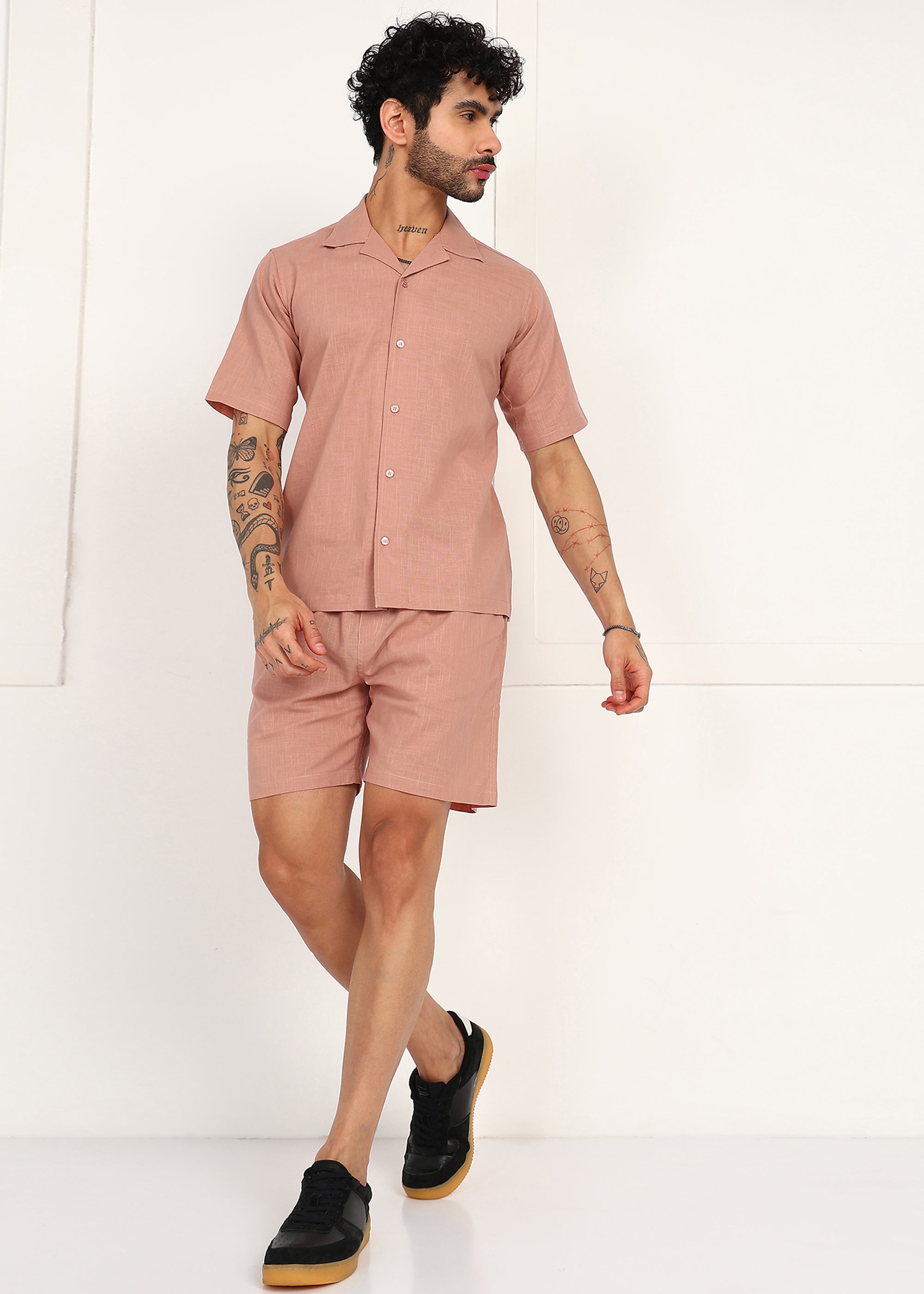 Fabmade Men’S Peach Linen Co-Ord Set - Distacart