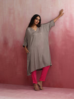 Thumbnail for trueBrowns Grey Modal Kimono Kurta Set