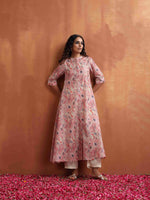 Thumbnail for trueBrowns Pink Flared Anarkali Kurta Set - Distacart