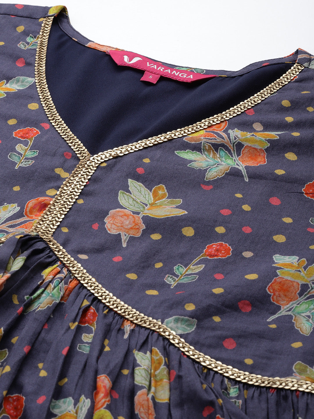 Varanga Women Violet Sequin Embellished V-Neck A-Line Kurta Paired With Tonal Bottom Amd Dupatta - Distacart