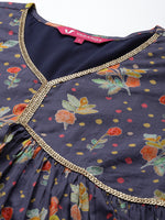 Thumbnail for Varanga Women Violet Sequin Embellished V-Neck A-Line Kurta Paired With Tonal Bottom Amd Dupatta - Distacart