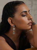 Thumbnail for trueBrowns Silver Gold Tone Kundan Earrings - Distacart