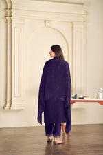 Thumbnail for BulBul Ruhani Purple Embroidered Roman Silk Salwar Suit