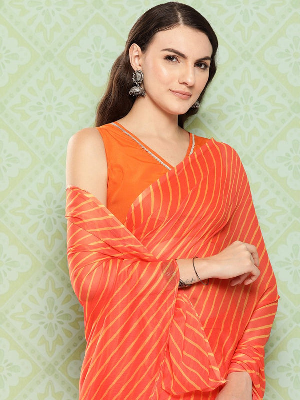 Ahalyaa Leheriya Poly Chiffon Saree - Distacart