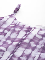 Thumbnail for Varanga Women Violet Spaghetti Strap Anarkali Kurta Paired With Tonal Bottom And Tonal Solid Dupatta - Distacart