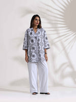 Thumbnail for trueBrowns White Cotton Print Jacket Co-ord Set