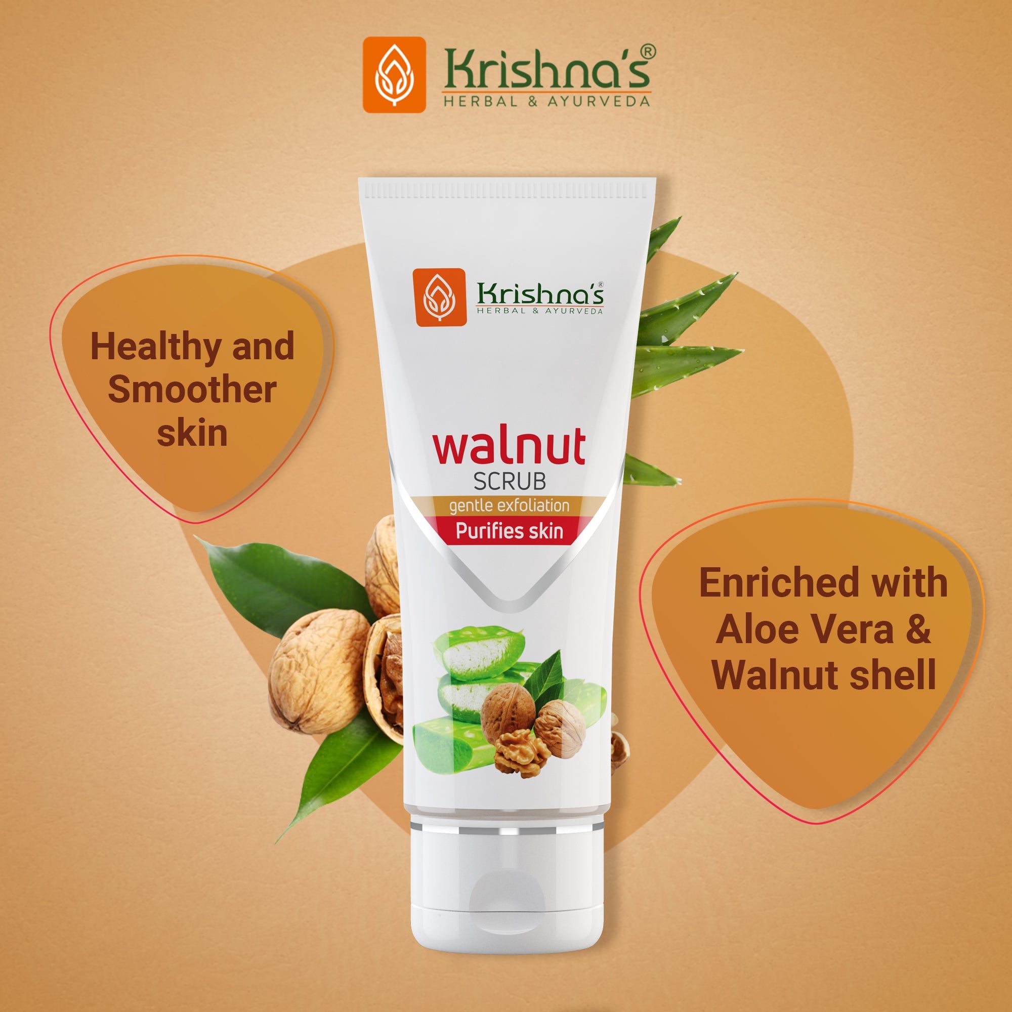 Krishna'S Herbal & Ayurveda Aloevera Walnut Scrub
