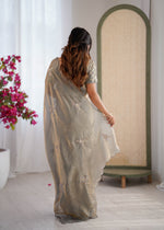 Thumbnail for Evanik Designer Heavy Fendy Satin With Beads Embroidered Work Saree With Unstitched Blouse