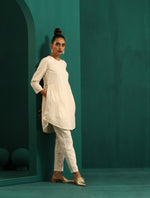 Thumbnail for trueBrowns Ivory Tonal Cotton Side Gathers Co-ord Set - Distacart
