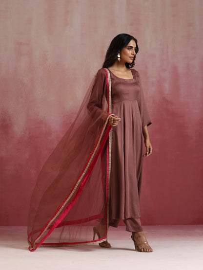 trueBrowns Brown Modal Anarkali Kurta Set - Distacart