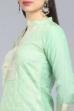 Thumbnail for Ahika Lime Green Poly Chanderi Straight Kurta Pant With Dupatta
