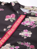Thumbnail for Ahalyaa Mandarin Collar Crepe Floral Printed Tunic - Distacart