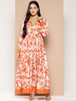 Thumbnail for Ahalyaa Floral Printed Tie-Ups Crepe Empire Ethnic Dress - Distacart